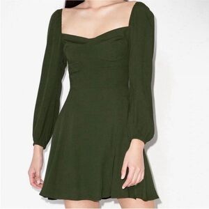 Reformation Mochi Long Sleeve Mini Dress in Olive Green Size 4